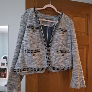 Lane Bryant Black and Gray Tweed Blazer
